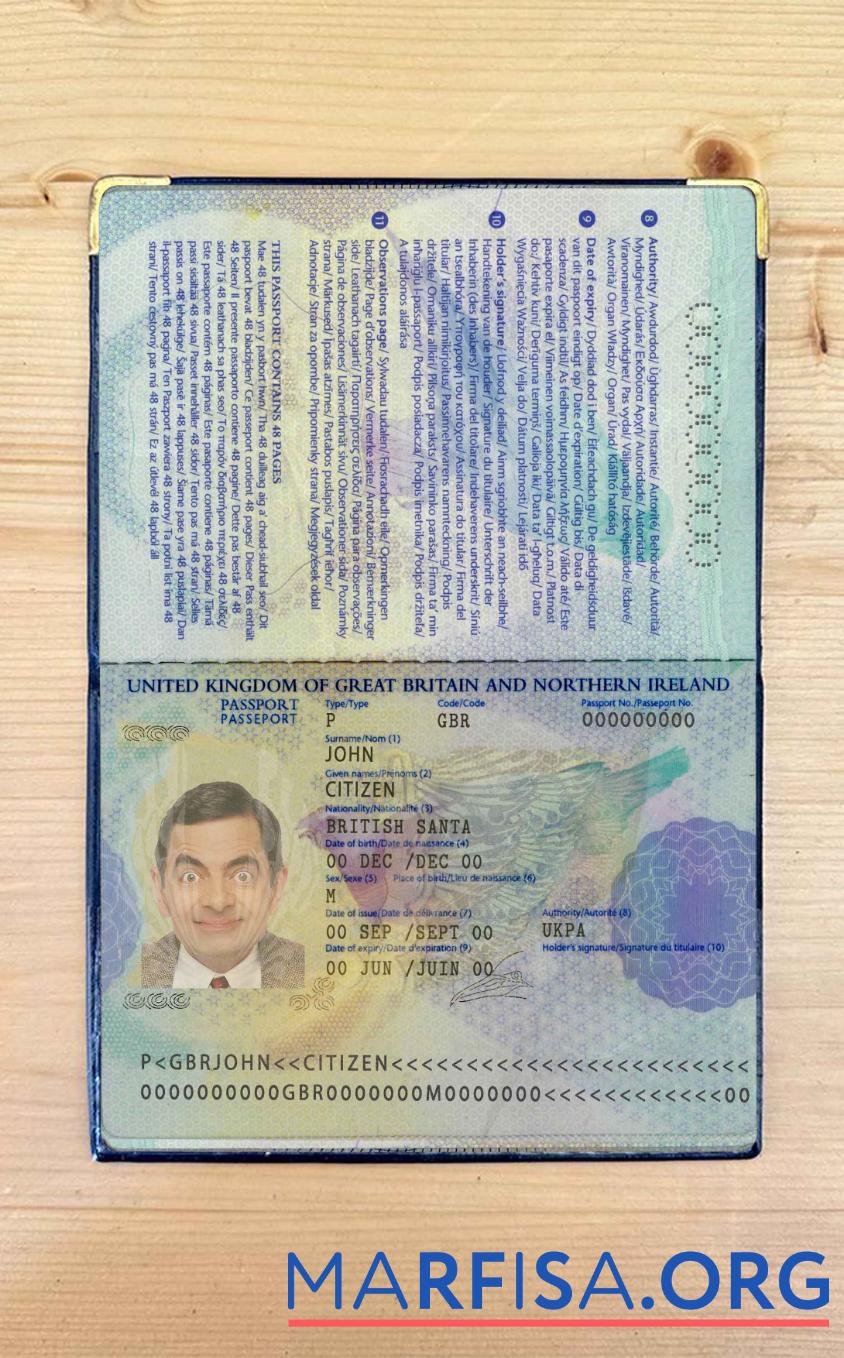 Printable United Kingdom passport 2006 2010 photo look sample